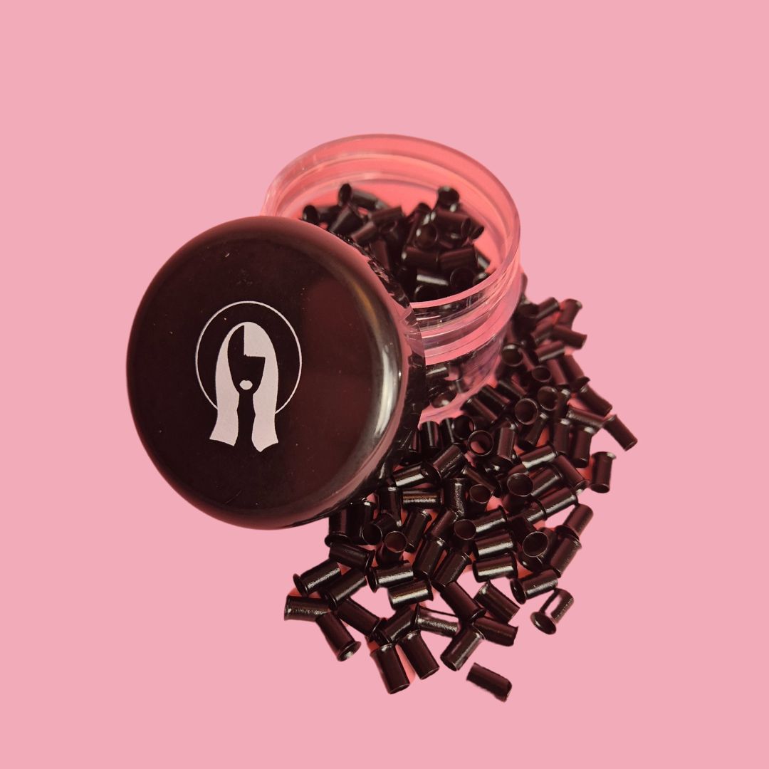 Title: Non-Silicone Copper Flared Micro Rings – Black | 250 Rings for I-Tip Hair Extensions | 3.4 x 3 x 6mm