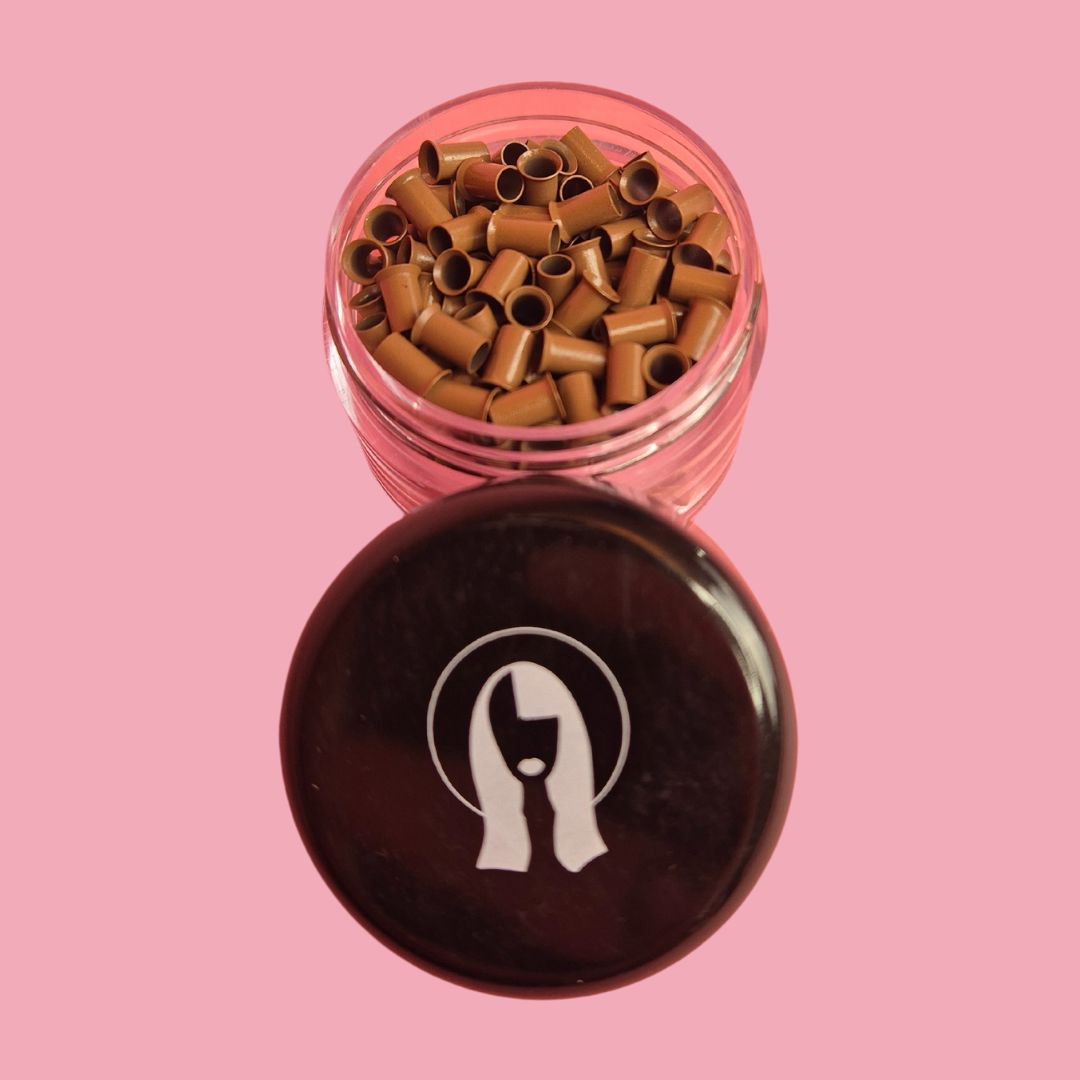 Non-Silicone Copper Flared Micro Rings – Blonde | 250 Rings for I-Tip Hair Extensions | 3.4 x 3 x 6mm