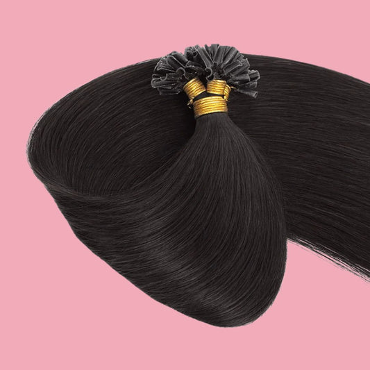 50g V-Tipped Practice Hair Extensions - Colour 1B, Pre-Bonded, Ideal for Training