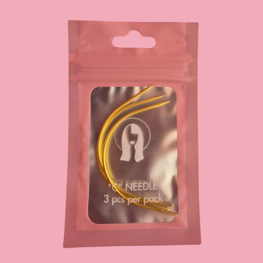 C-Type Hair Extension Needles – Gold | 3-Pack | 3.5 Inch | Perfect for Weft & Weave Installations
